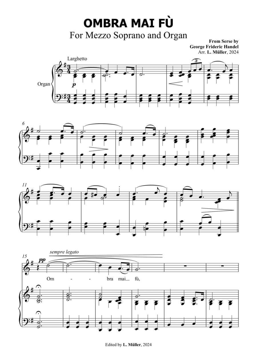 Book cover for Ombra Mai Fù - G. F. Handel - for Mezzo-Soprano solo with Accompaniment in G Major
