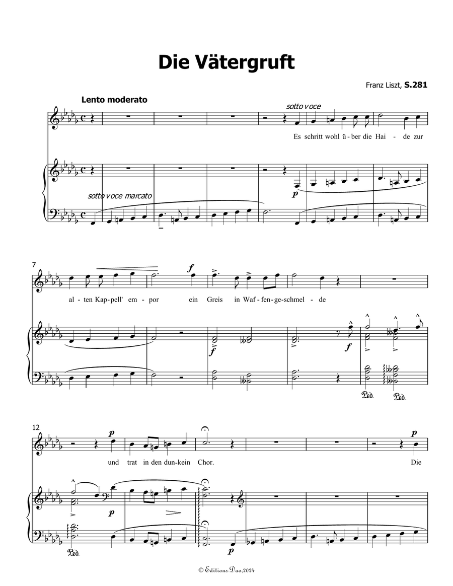 Die Vatergruft, by Liszt, S.281, in b flat minor Voice scores gallery preview page 3