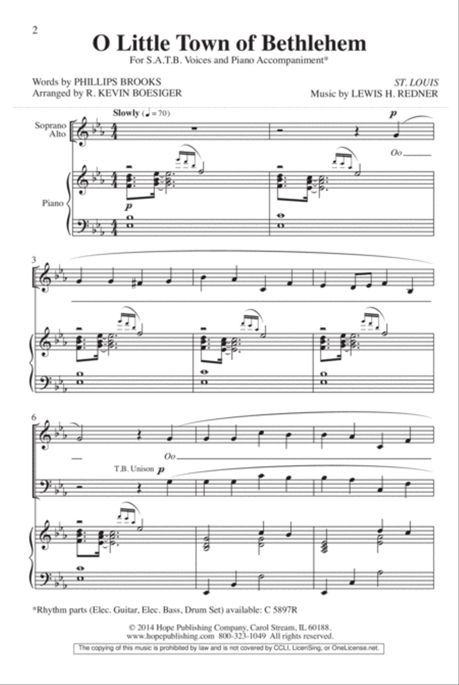 O Little Town of Bethlehem 4-Part scores gallery preview page 3