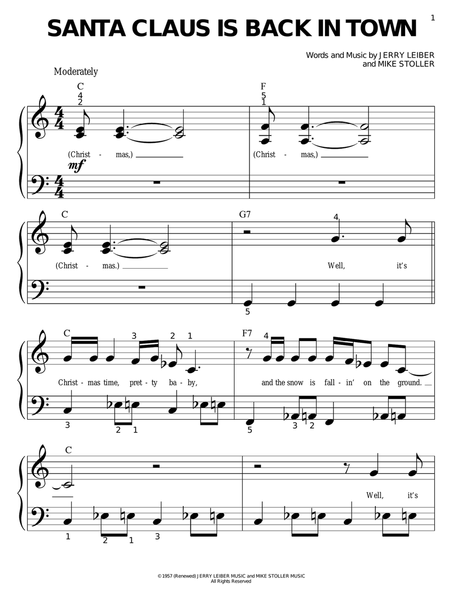 Santa Claus Is Back In Town Easy Piano scores gallery preview page 1