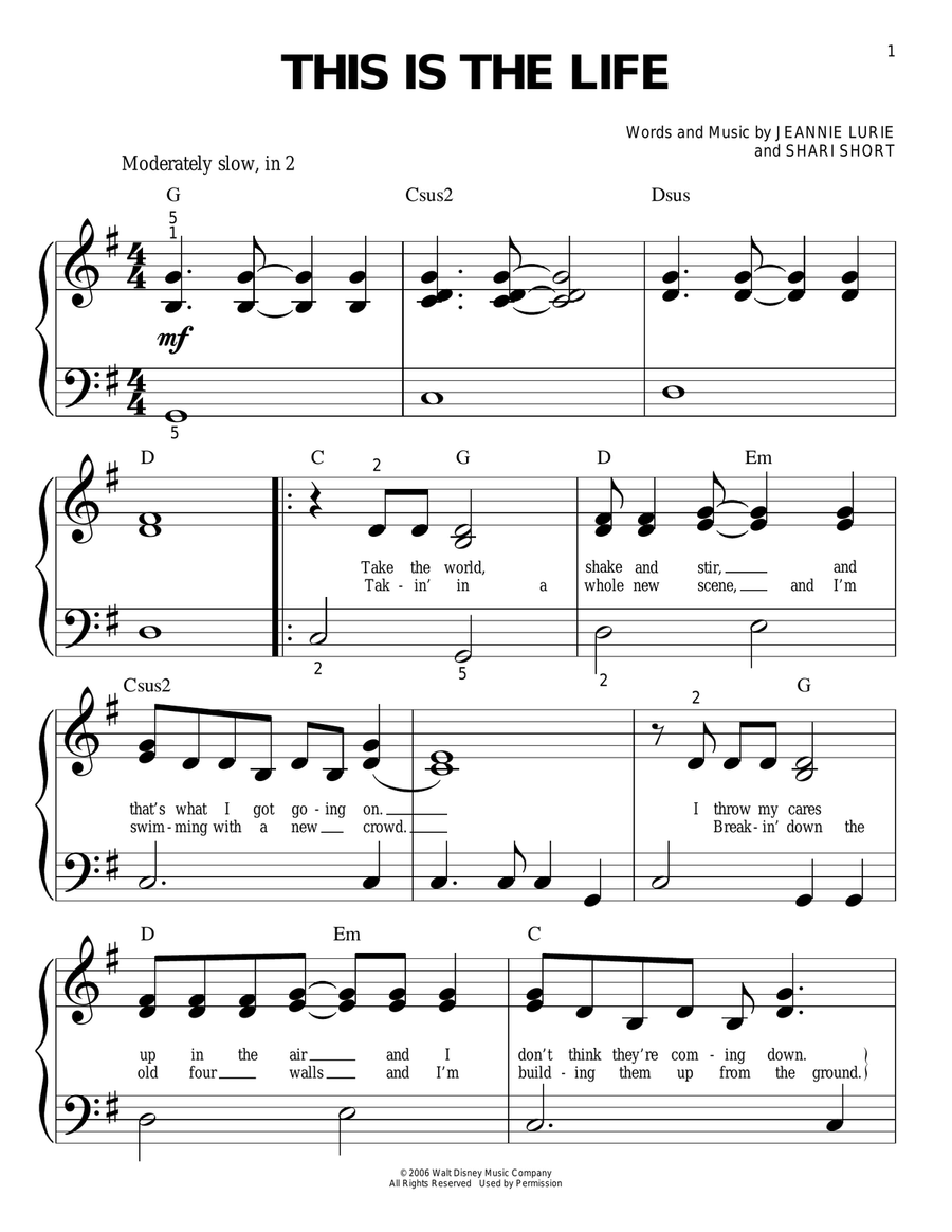 This Is The Life This Is The Life Easy Piano scores gallery preview page 1