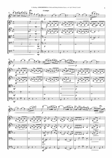 O. Rieding - CONCERTINO for Violin and String Orchestra Op.24 - score and parts image number null