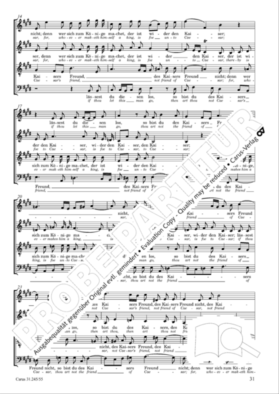 St. John Passion (Johannes-Passion) 4-Part scores gallery preview page 32