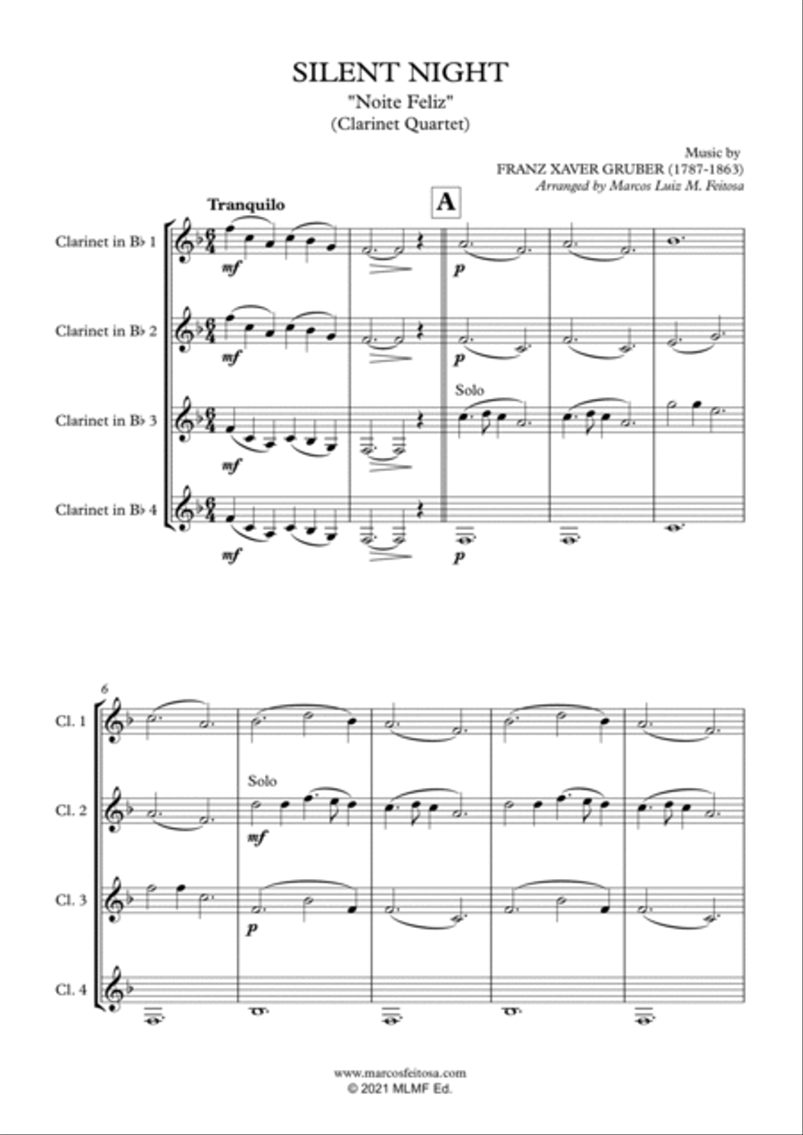 Silent Night - Clarinet Quartet Clarinet Quartet scores gallery preview page 3