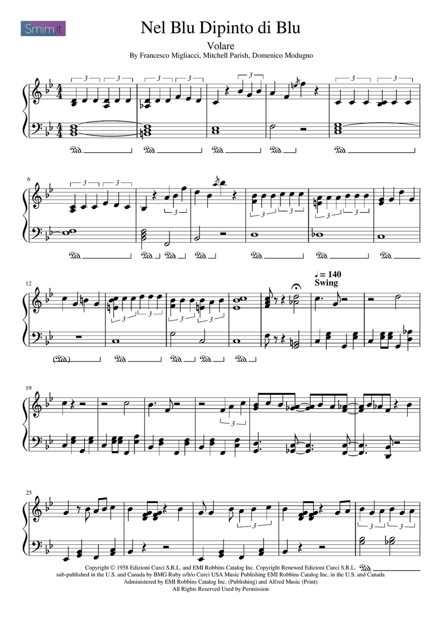 Volare Easy Piano scores gallery preview page 1
