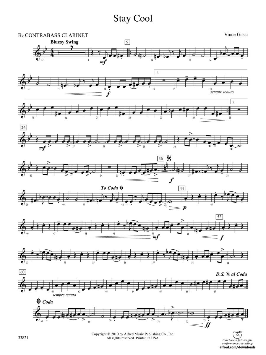 Stay Cool: (World Part) B-flat Contrabass Clarinet