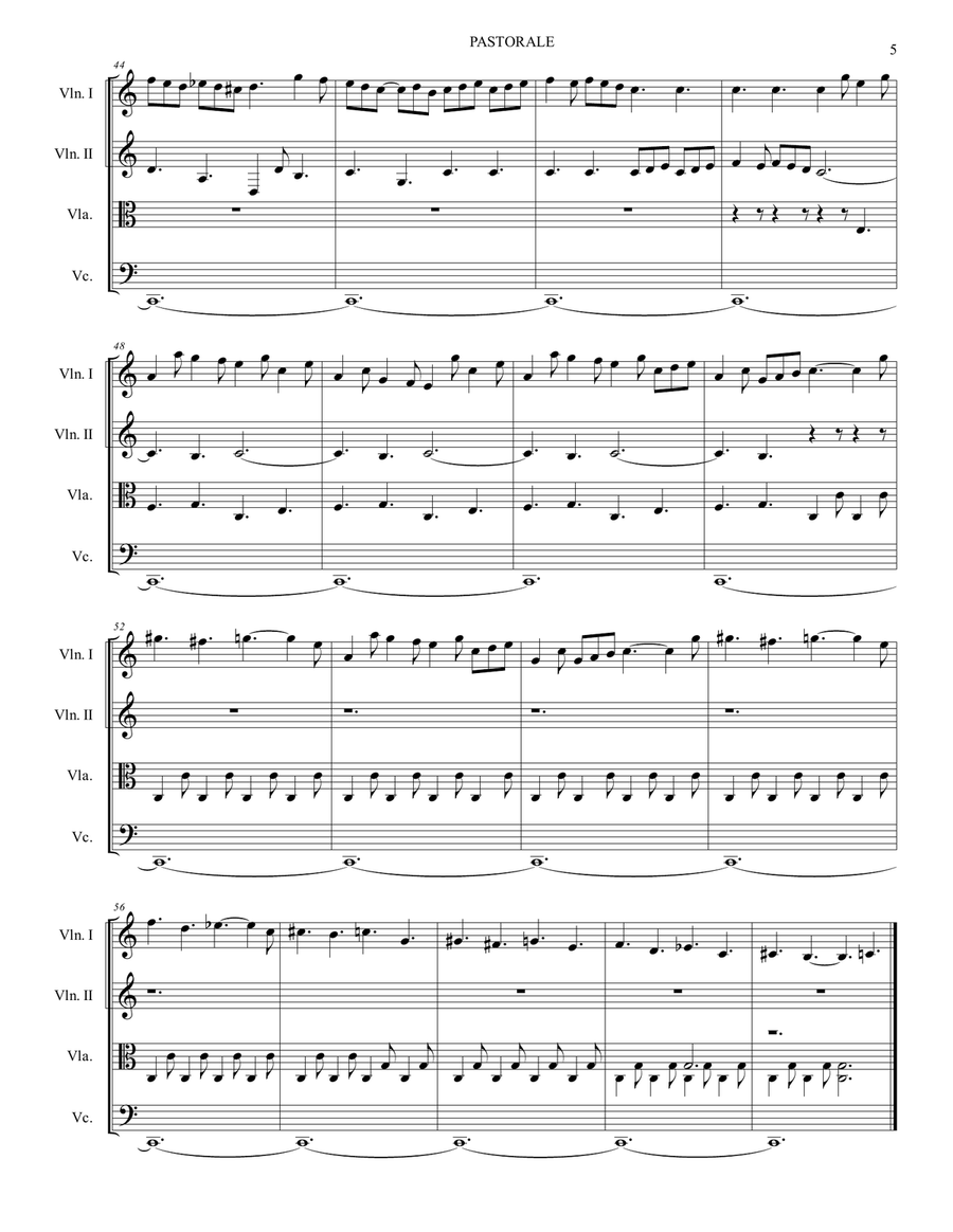 PASTORALE from "Sonate d'intavolatura per Organo e Cembalo. Arr. for String quartet. With Parts image number null