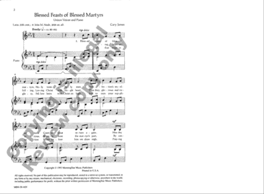 Blessed Feasts of Blessed Martyrs Unison Choir scores gallery preview page 2