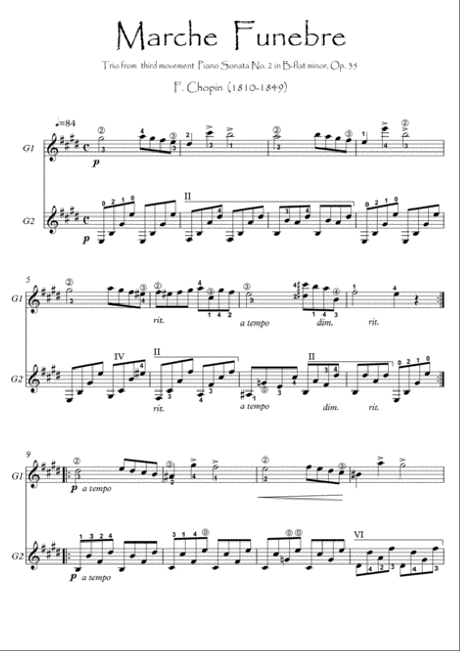 Classical Guitar Duets by Chopin, Mozart, Paisiello, Halevy Acoustic Guitar scores gallery preview page 2