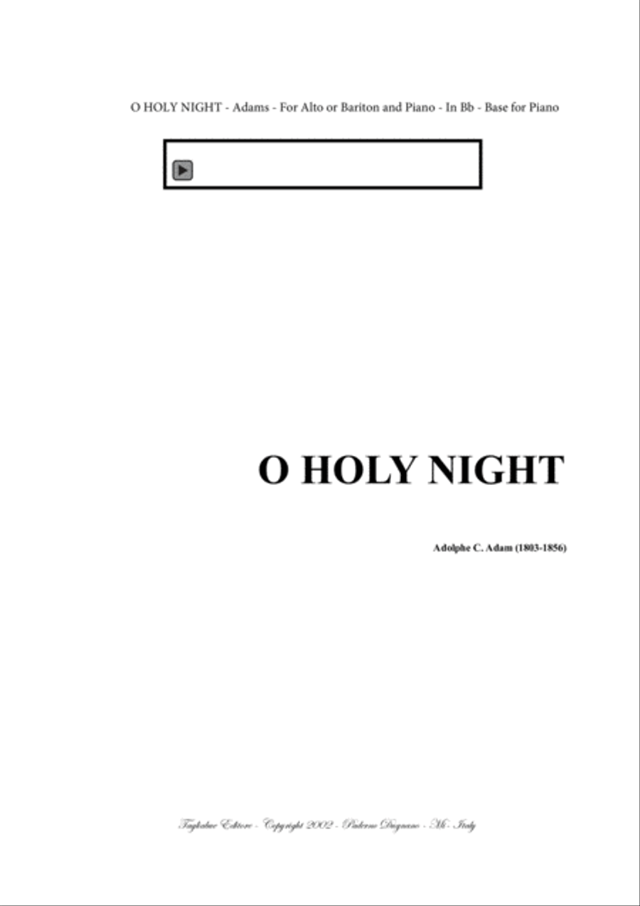 O HOLY NIGHT - Adam - For Alto (or Bariton) and Piano - In Bb Medium Voice scores gallery preview page 1