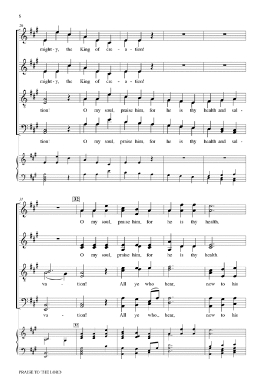 Praise to the Lord (revised edition) Divisi scores gallery preview page 6