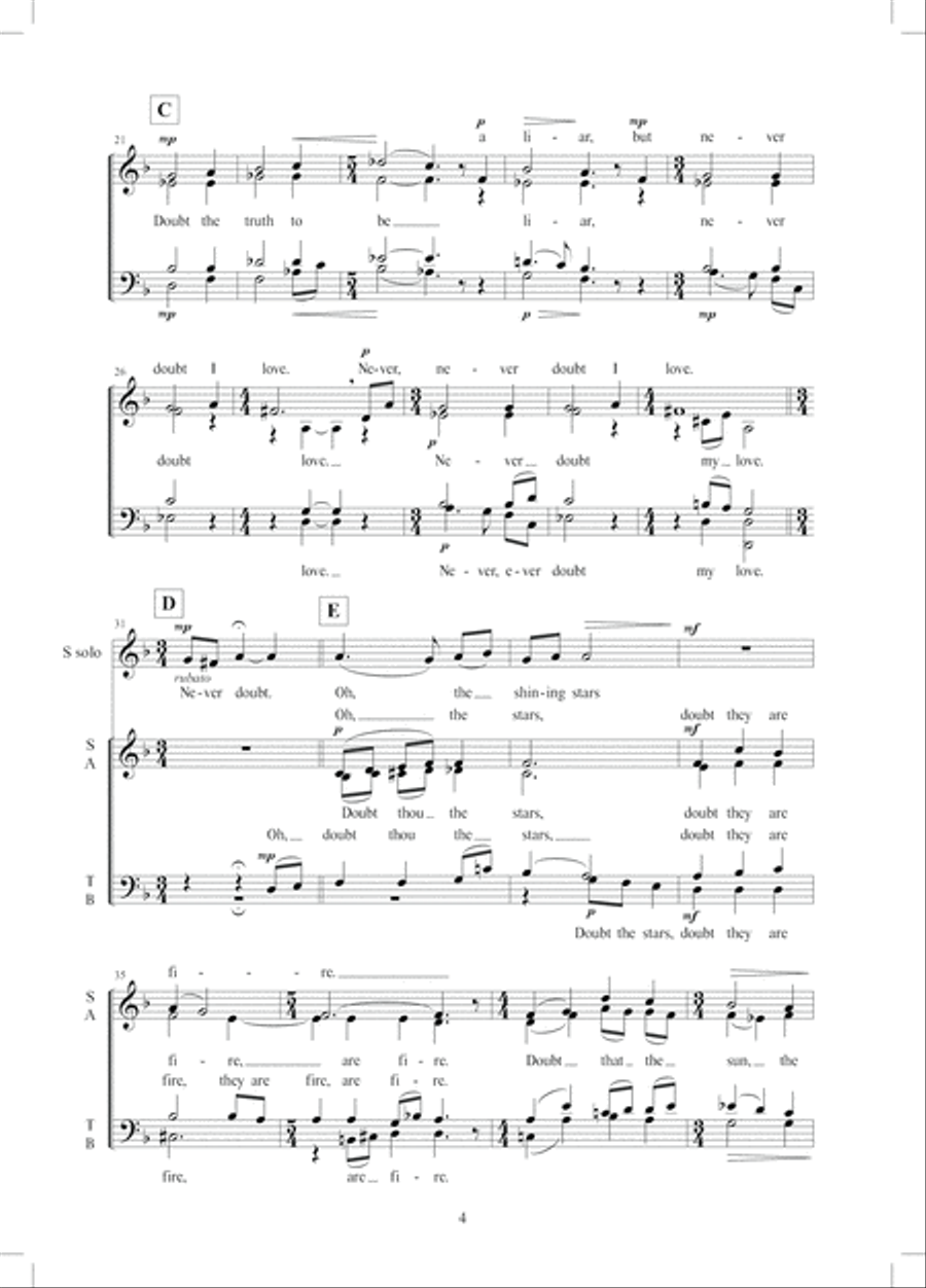 Doubt Thou the Stars 4-Part scores gallery preview page 4