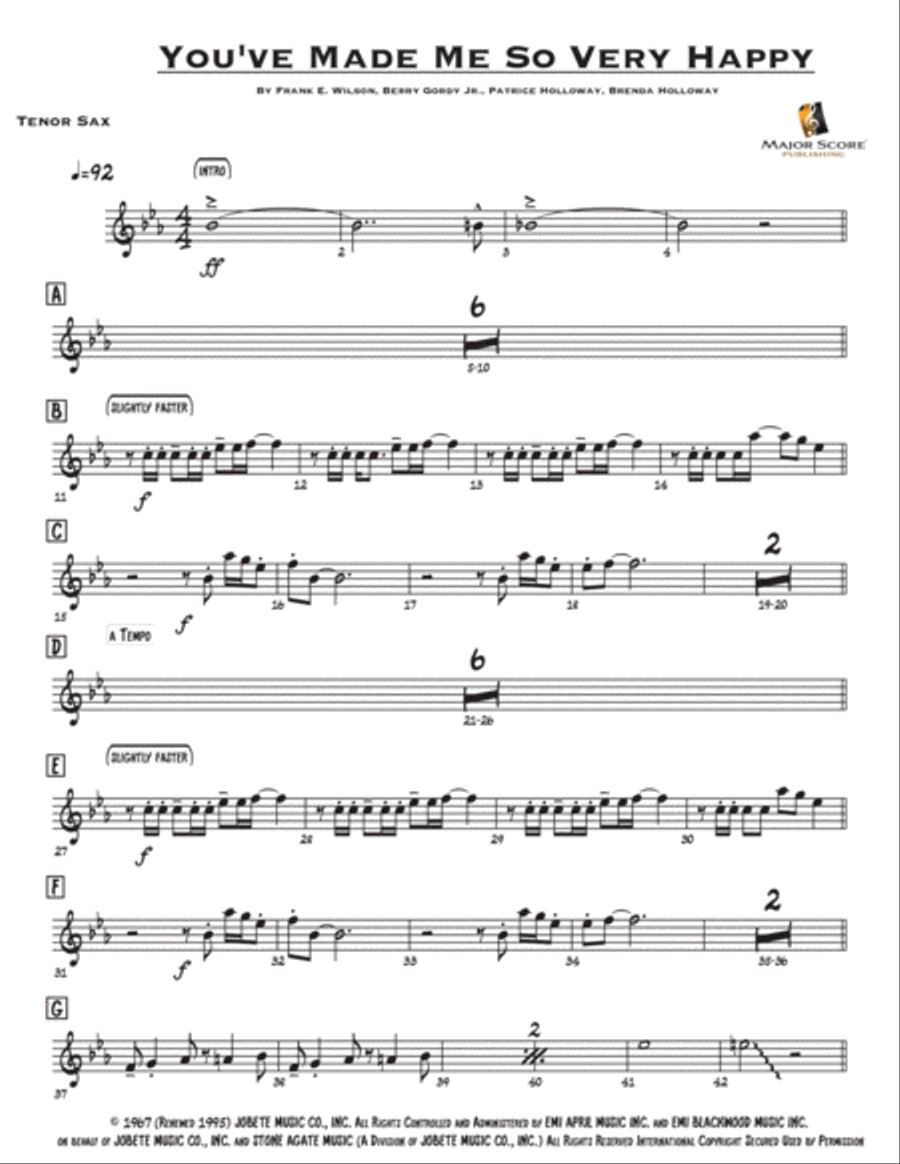 You've Made Me So Very Happy Tenor Saxophone scores gallery preview page 6