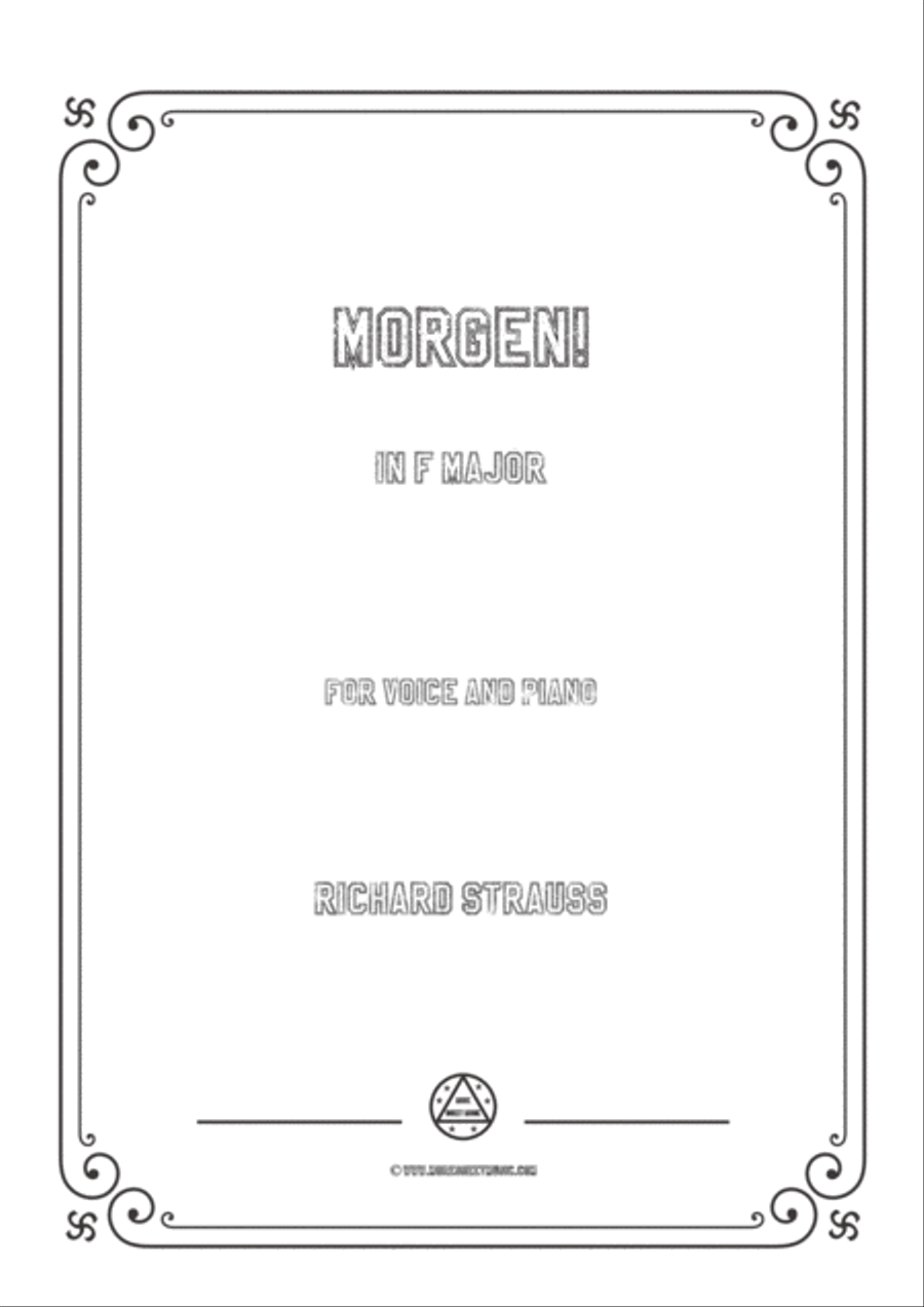 Richard Strauss-Morgen! In F Major,for Voice and Piano Voice Solo scores gallery preview page 1