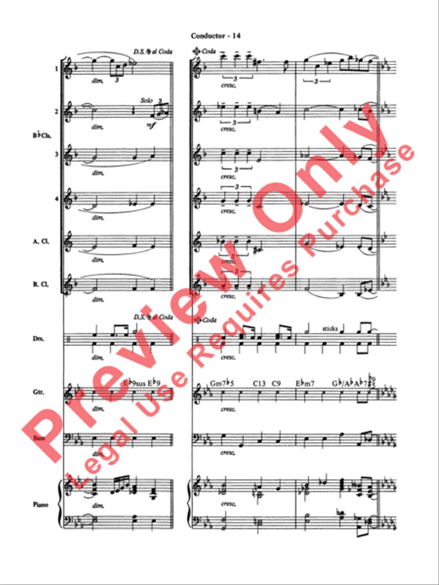 Moonlight Serenade Clarinet Choir scores gallery preview page 15