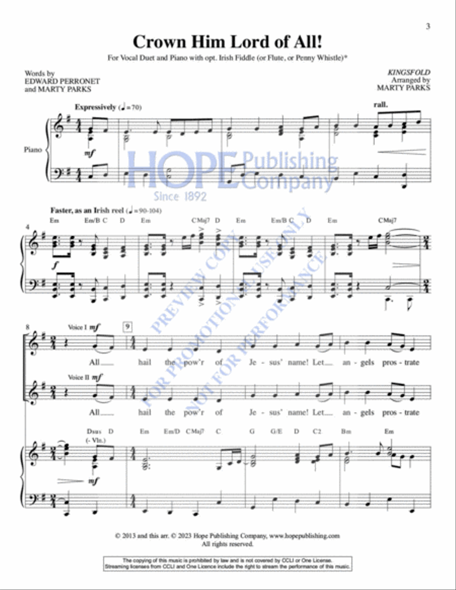 Crown Him Lord of All! Crown Him Lord of All! Violin scores gallery preview page 4