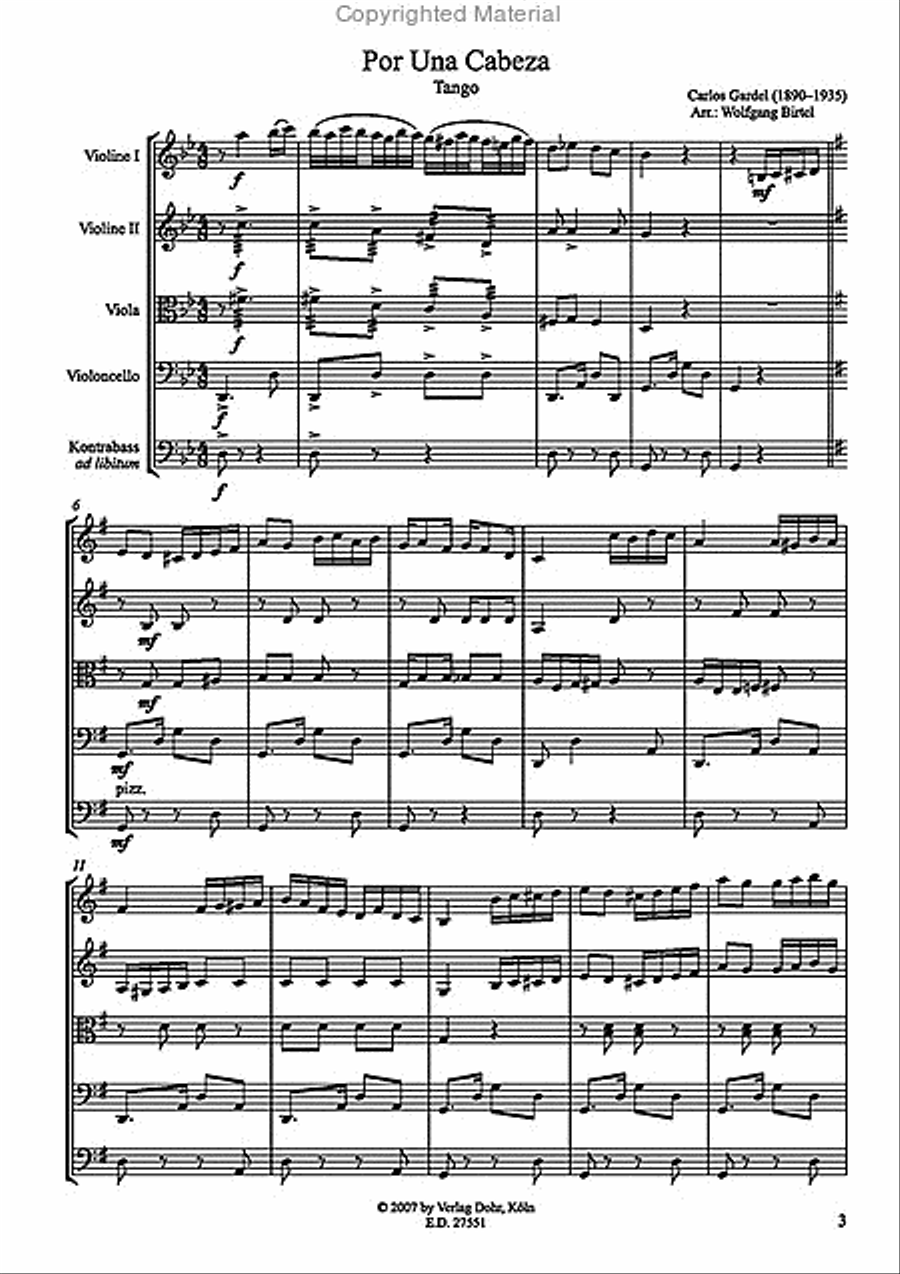 Por Una Cabeza -Tango- (für Streichquartett) String Quartet scores gallery preview page 2