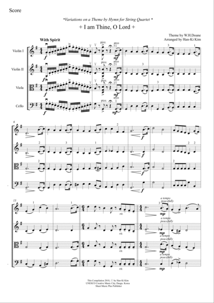 I am Thine, O Lord (For S. Quartet) String Quartet scores gallery preview page 2