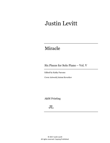 Justin Levitt Piano Solos - Miracle (Vol. V)