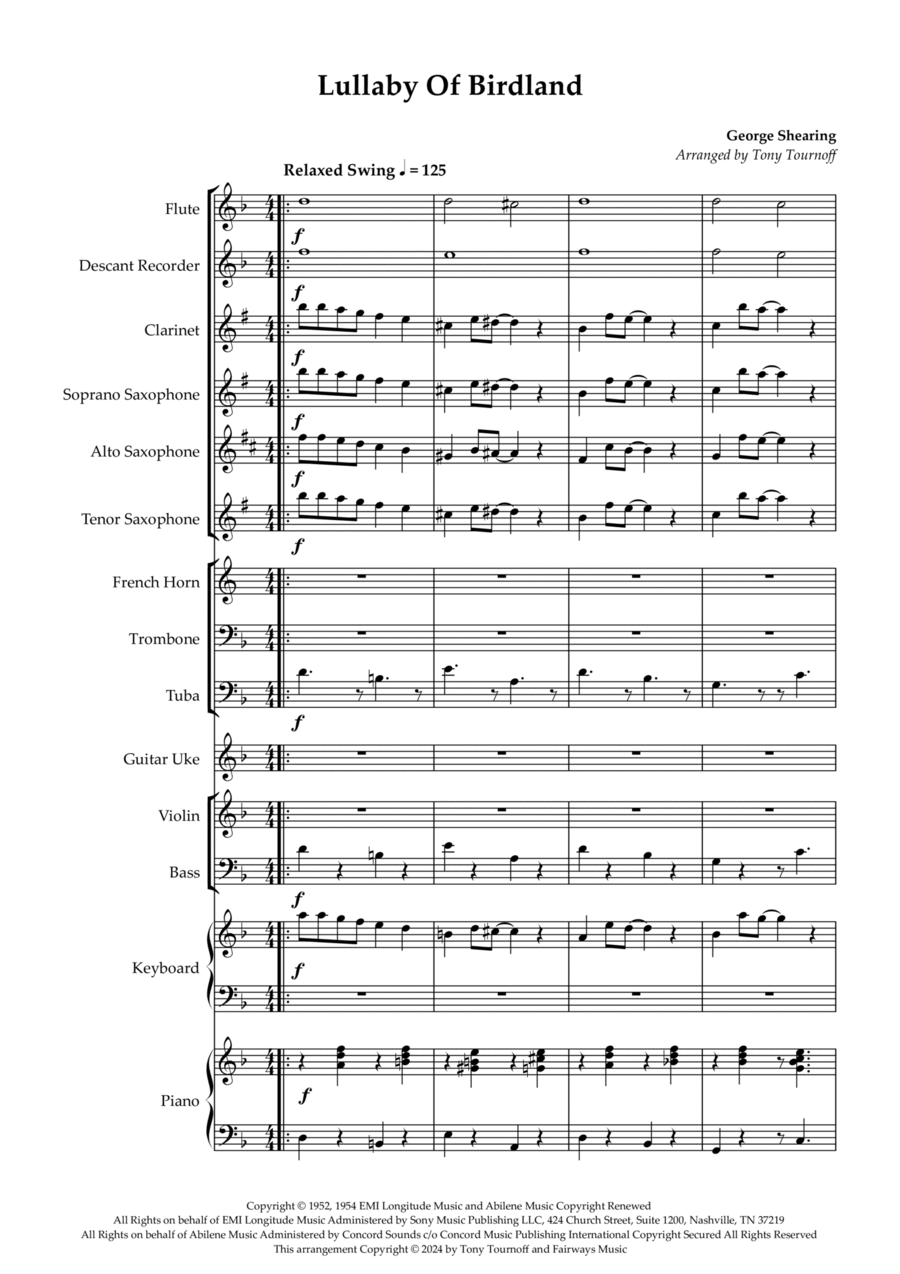 Lullaby Of Birdland Concert Band scores gallery preview page 1
