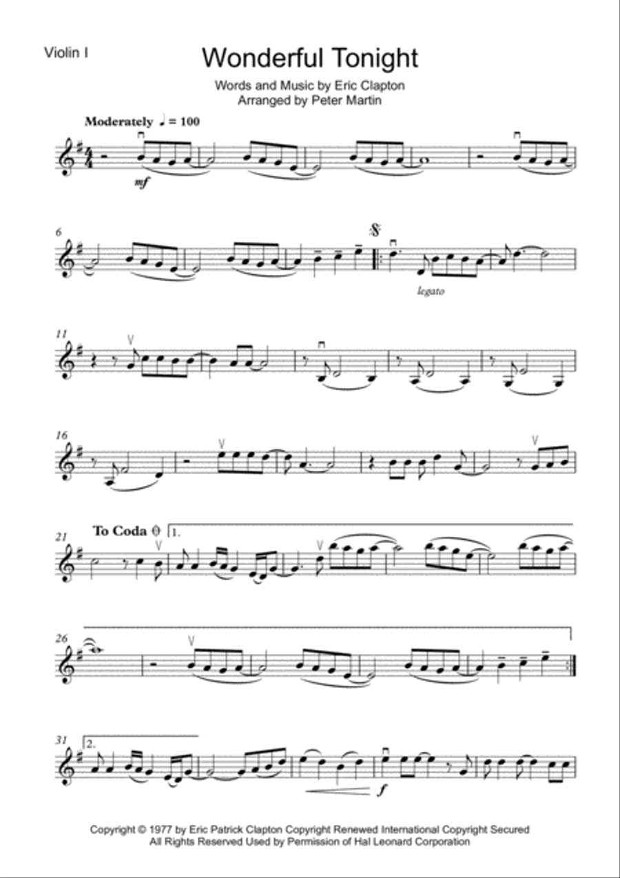Wonderful Tonight String Quartet scores gallery preview page 3