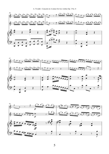 Concerto in A minor Op.3 No.8 by Antonio Vivaldi for two violins and piano