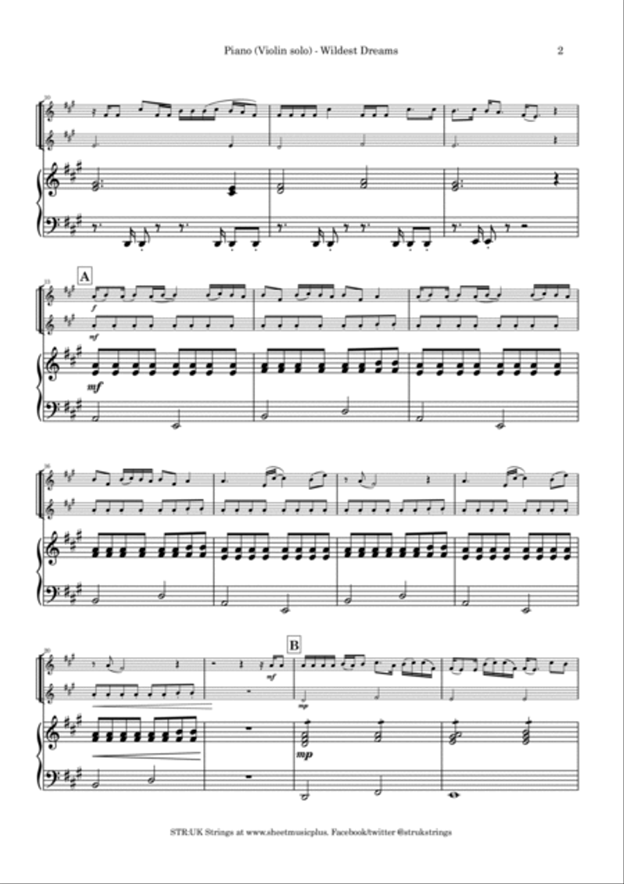 Wildest Dreams Violin Solo scores gallery preview page 3