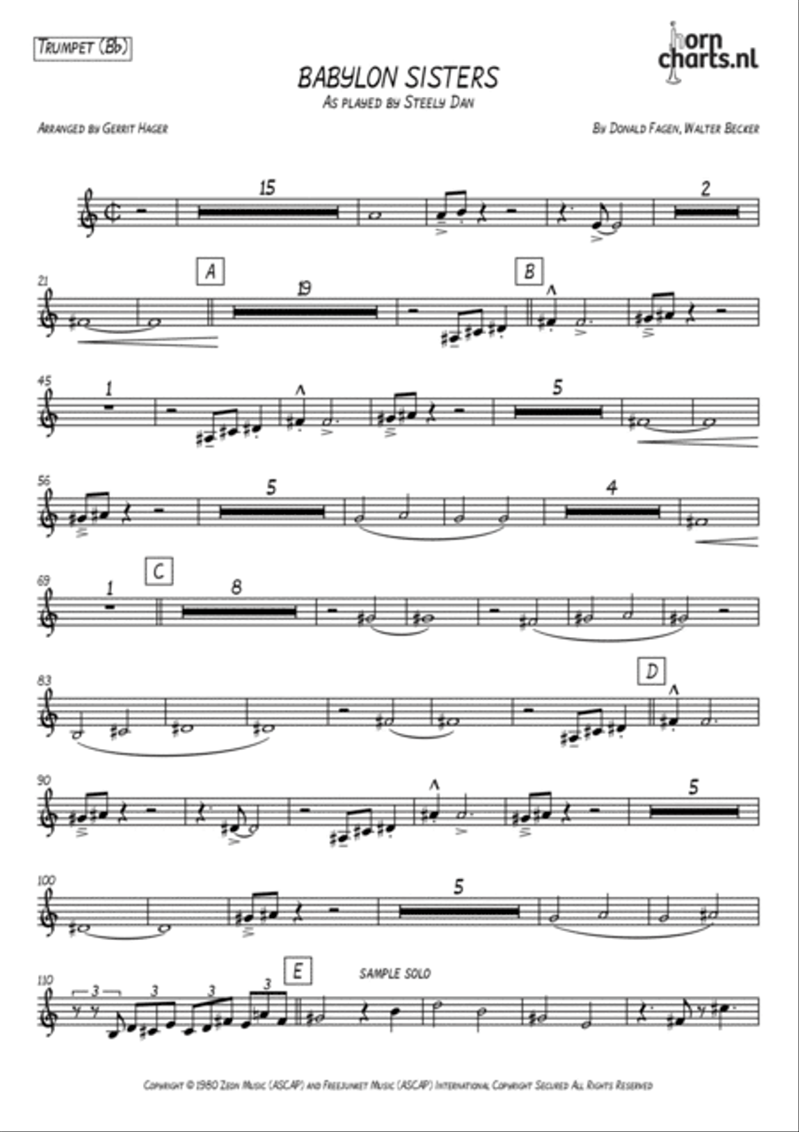Babylon Sisters Tenor Saxophone scores gallery preview page 6