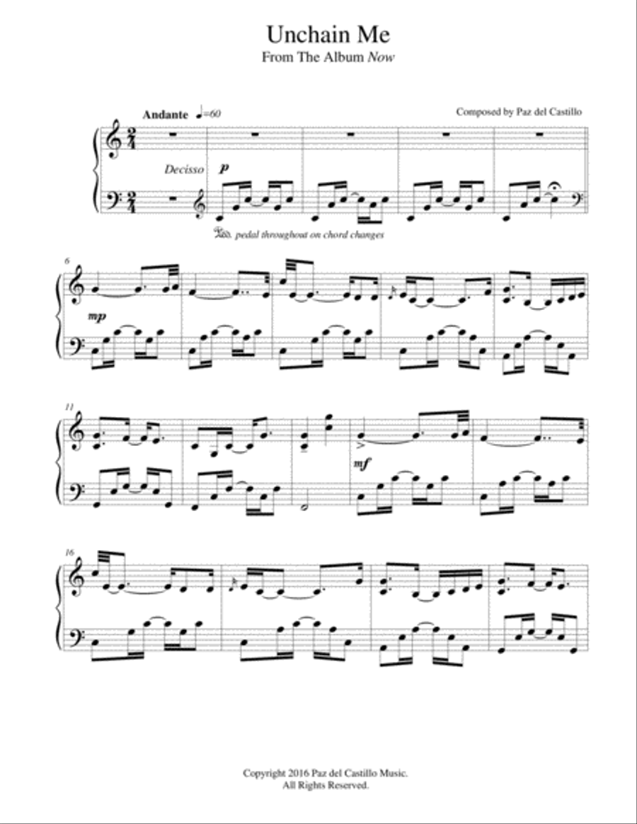 UNCHAIN ME Piano Solo scores gallery preview page 1