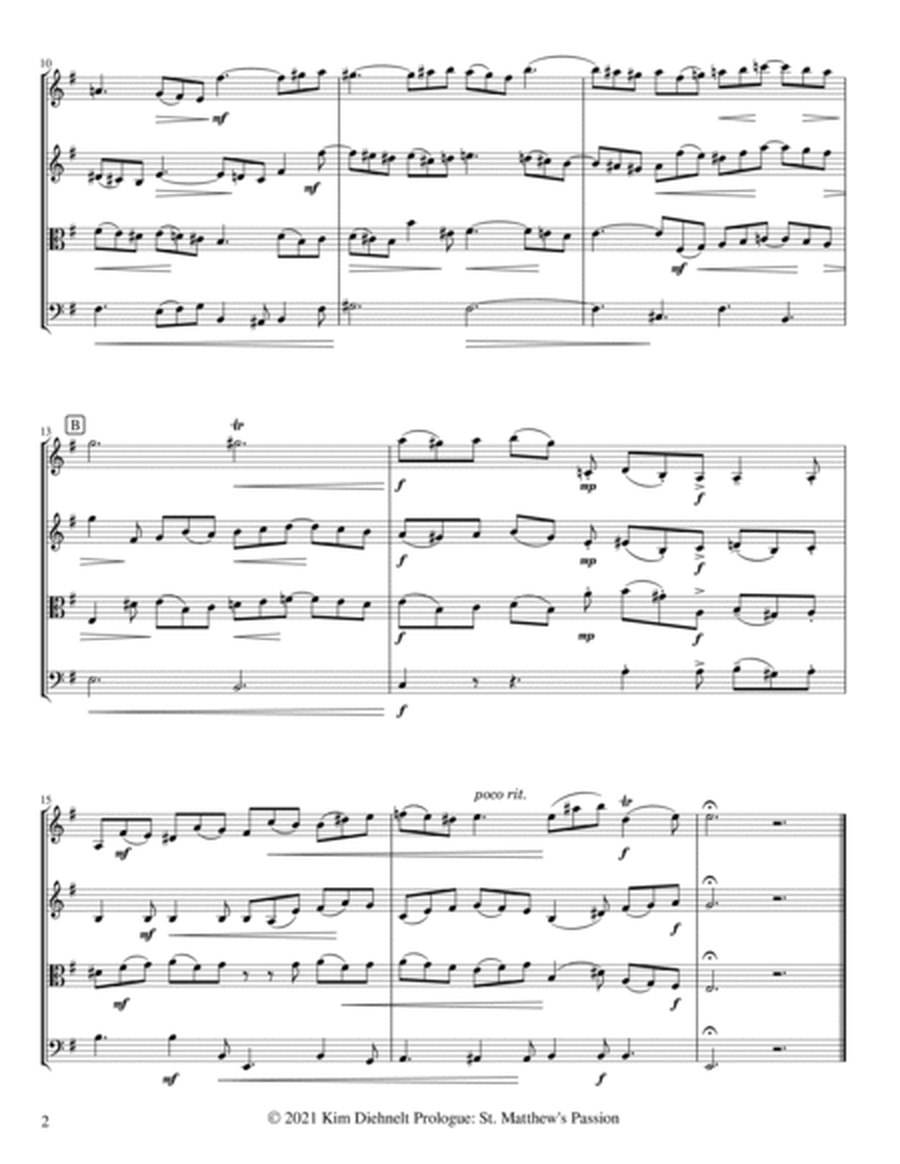 Bach: St. Matthew’s Passion "Prologue" (Arr. Diehnelt, for String Quartet) image number null
