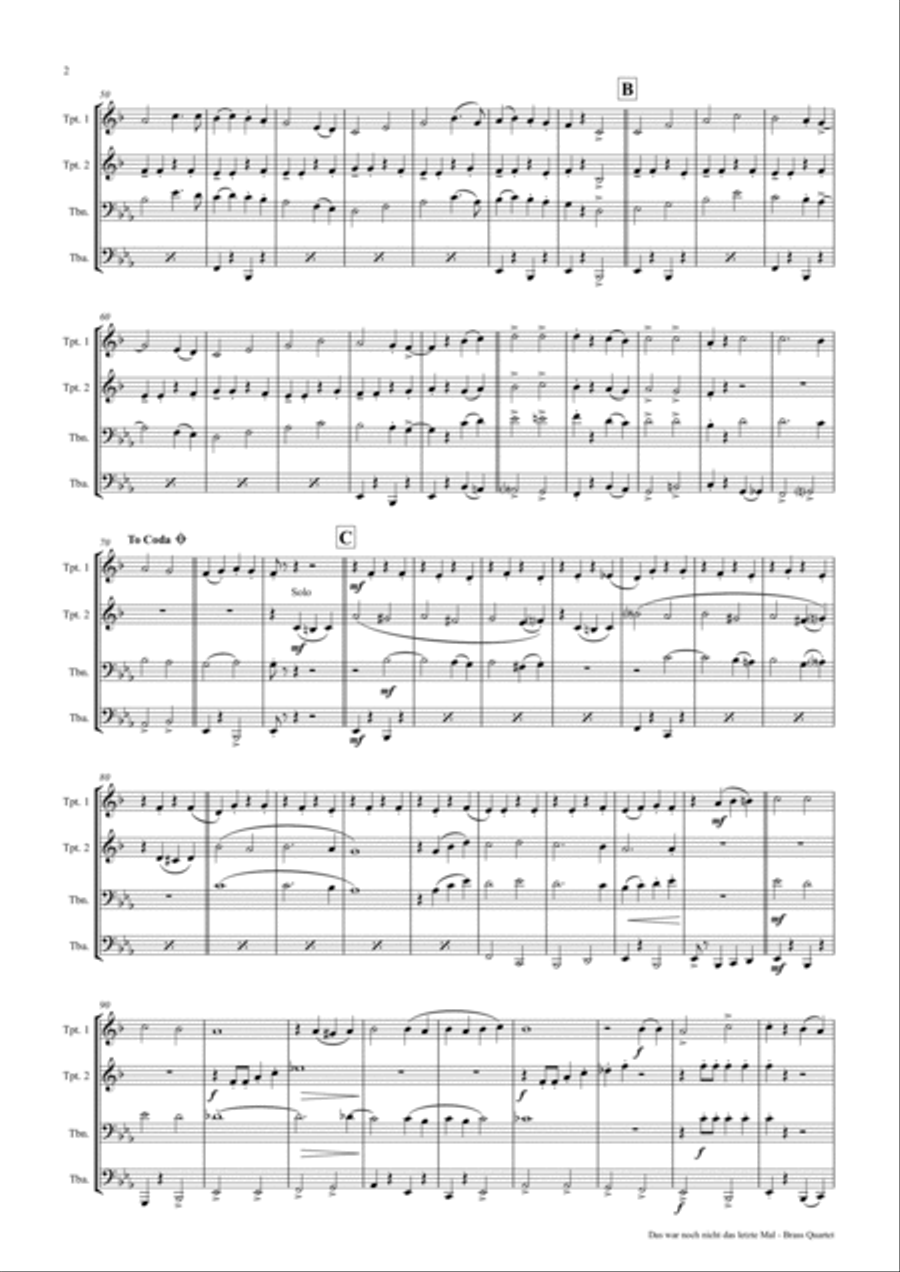 Das war noch nicht das letzte Mal - German Polka - Oktoberfest - Brass Quartet Brass Quartet scores gallery preview page 2