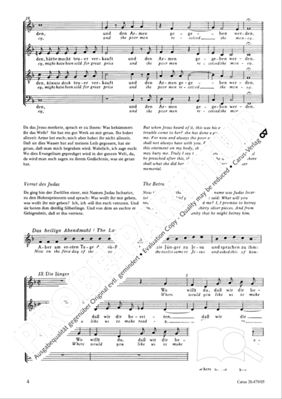 St. Matthew Passion (Matthaus-Passion) 4-Part scores gallery preview page 5