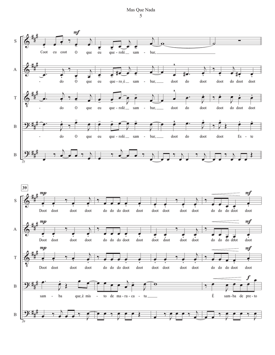 Mas Que Nada 4-Part scores gallery preview page 5