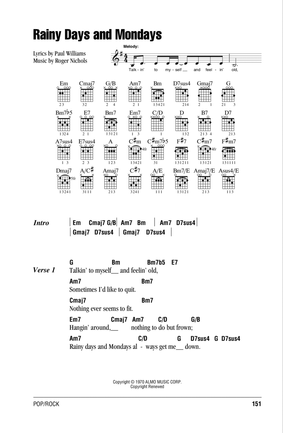 Rainy Days And Mondays Acoustic Guitar scores gallery preview page 1