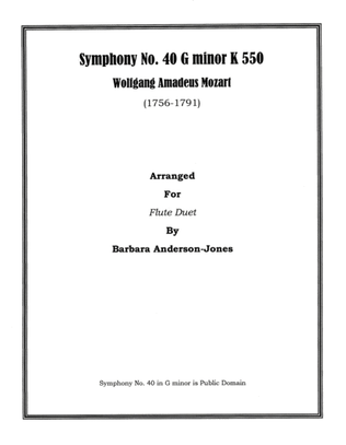 Book cover for Symphony 40 G minor K 550 (Flute Duet)