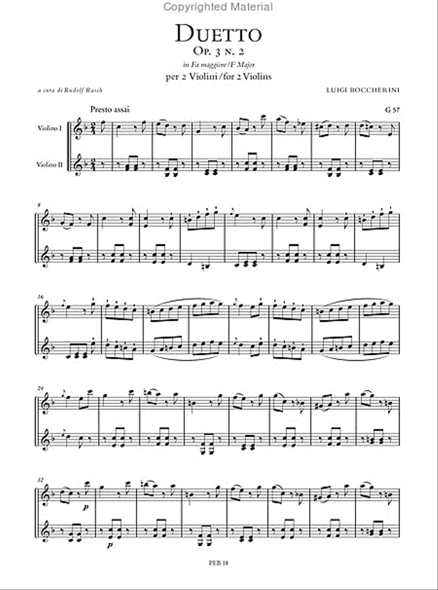 Duetto Op. 3 No. 2 (G 57) in F Major for 2 Violins String Duet scores gallery preview page 2