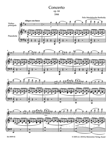 Concerto for Violin and Orchestra in E Minor, Op. 64