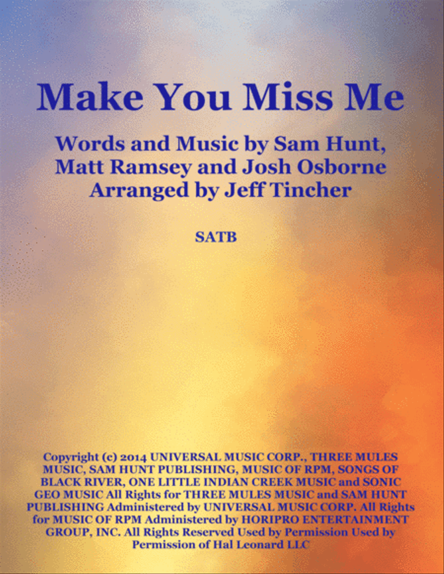 Make You Miss Me 4-Part scores gallery preview page 1