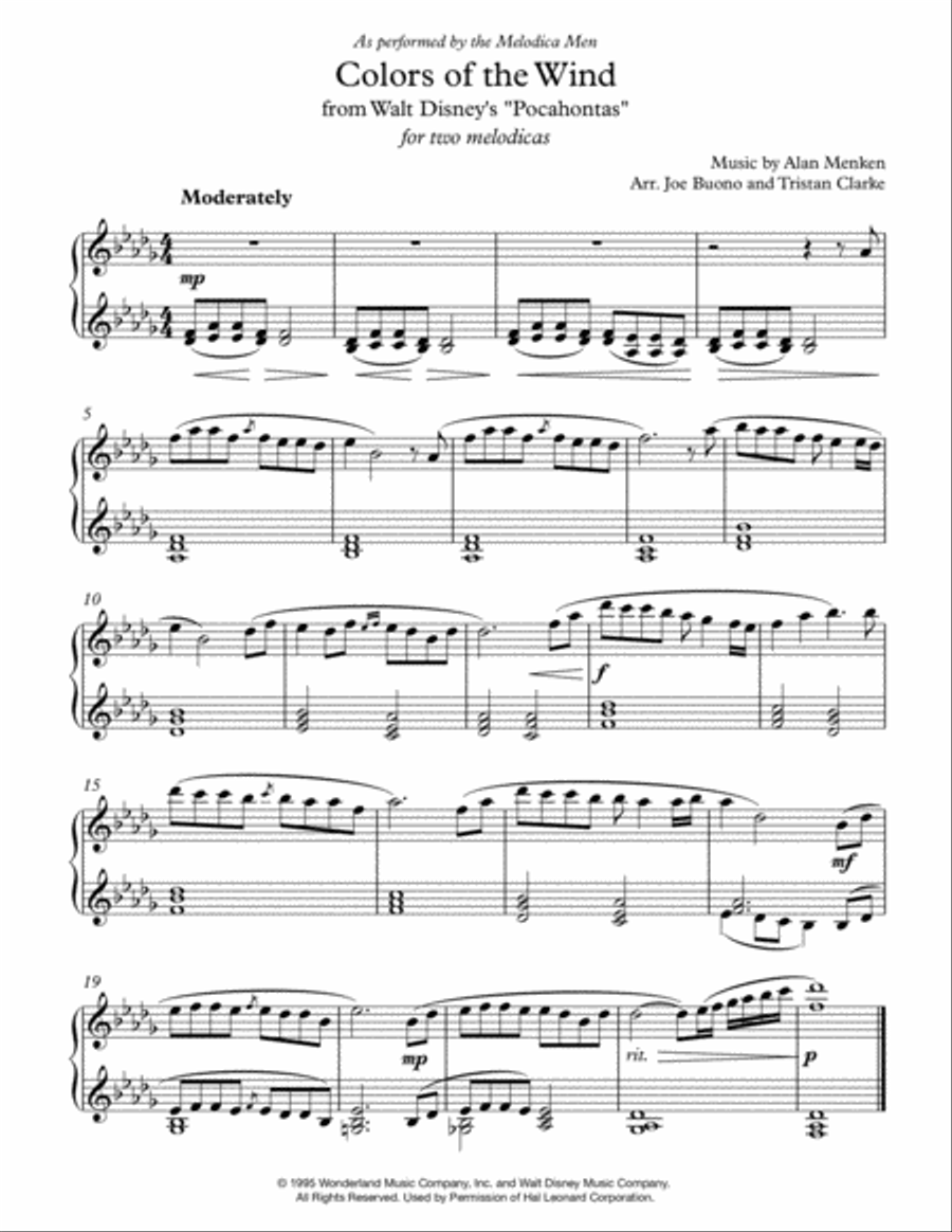 Colors Of The Wind Set of Parts scores gallery preview page 1