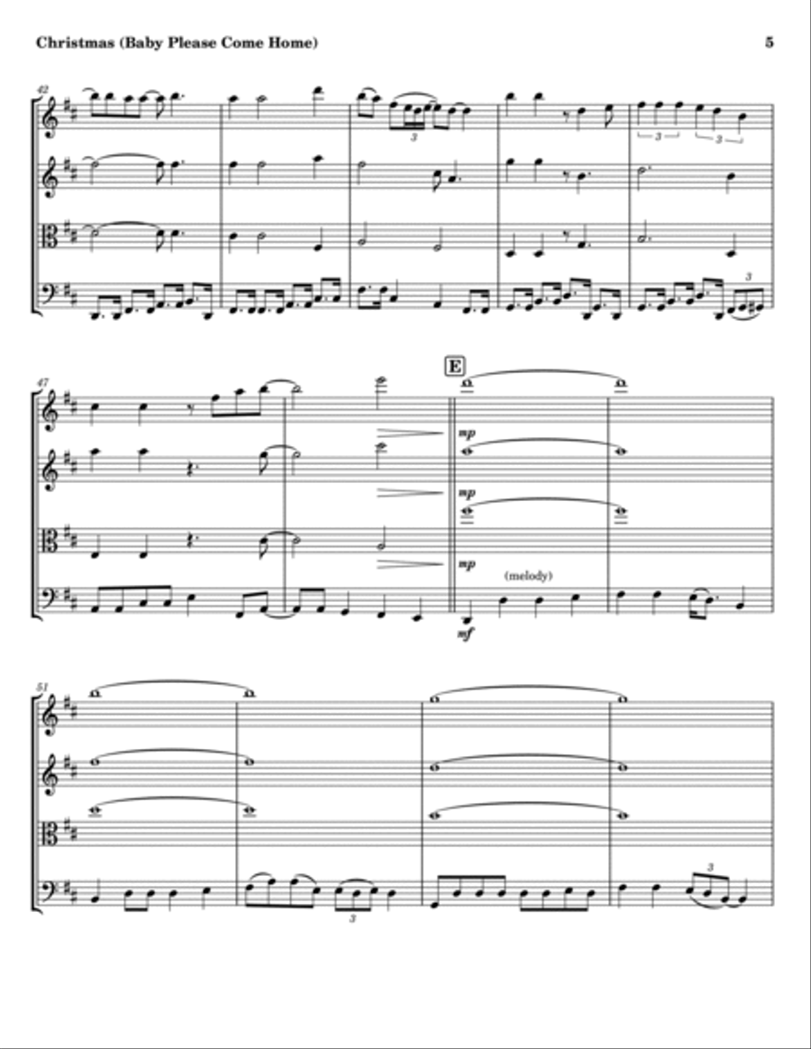 Christmas (Baby Please Come Home) String Quartet scores gallery preview page 5