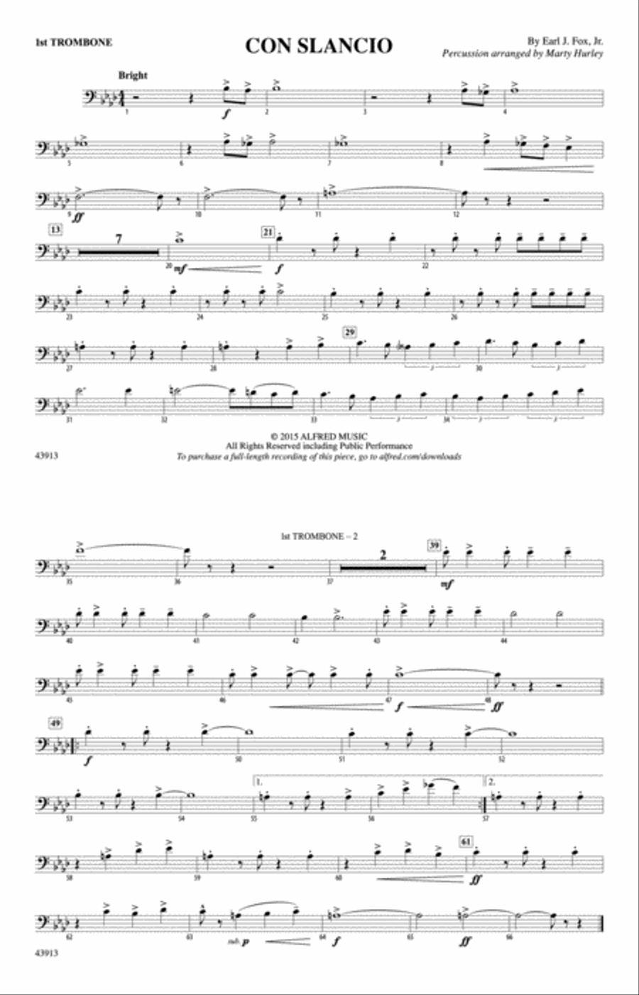 Con Slancio: 1st Trombone Marching Band scores gallery preview page 1