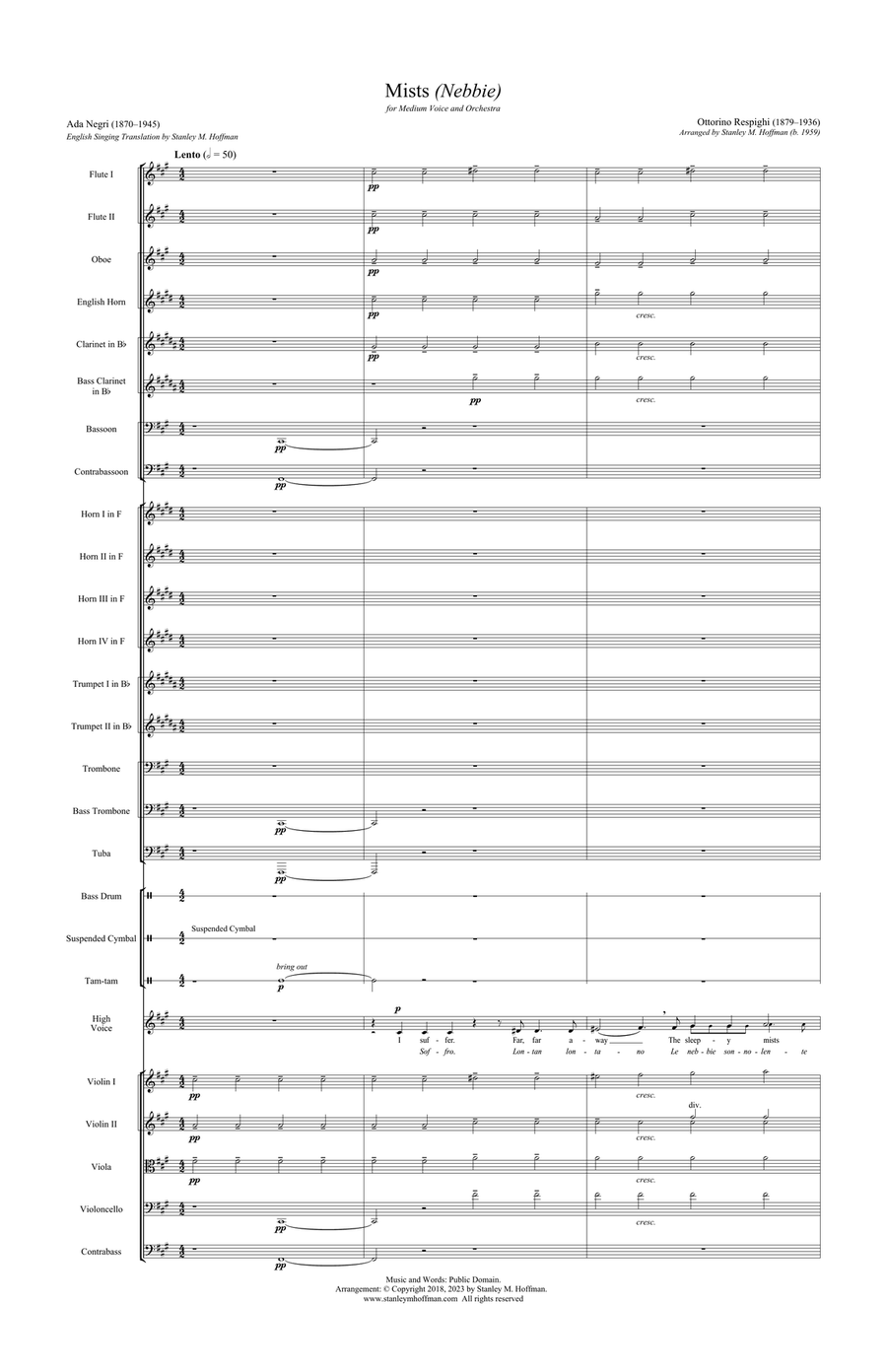 Mists (Nebbie) - Version for Medium Voice and Orchestra Full Orchestra scores gallery preview page 1