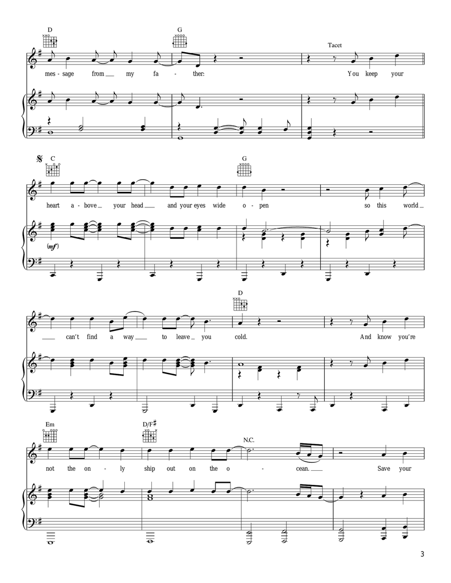 Let It Go Piano, Vocal, Guitar scores gallery preview page 3