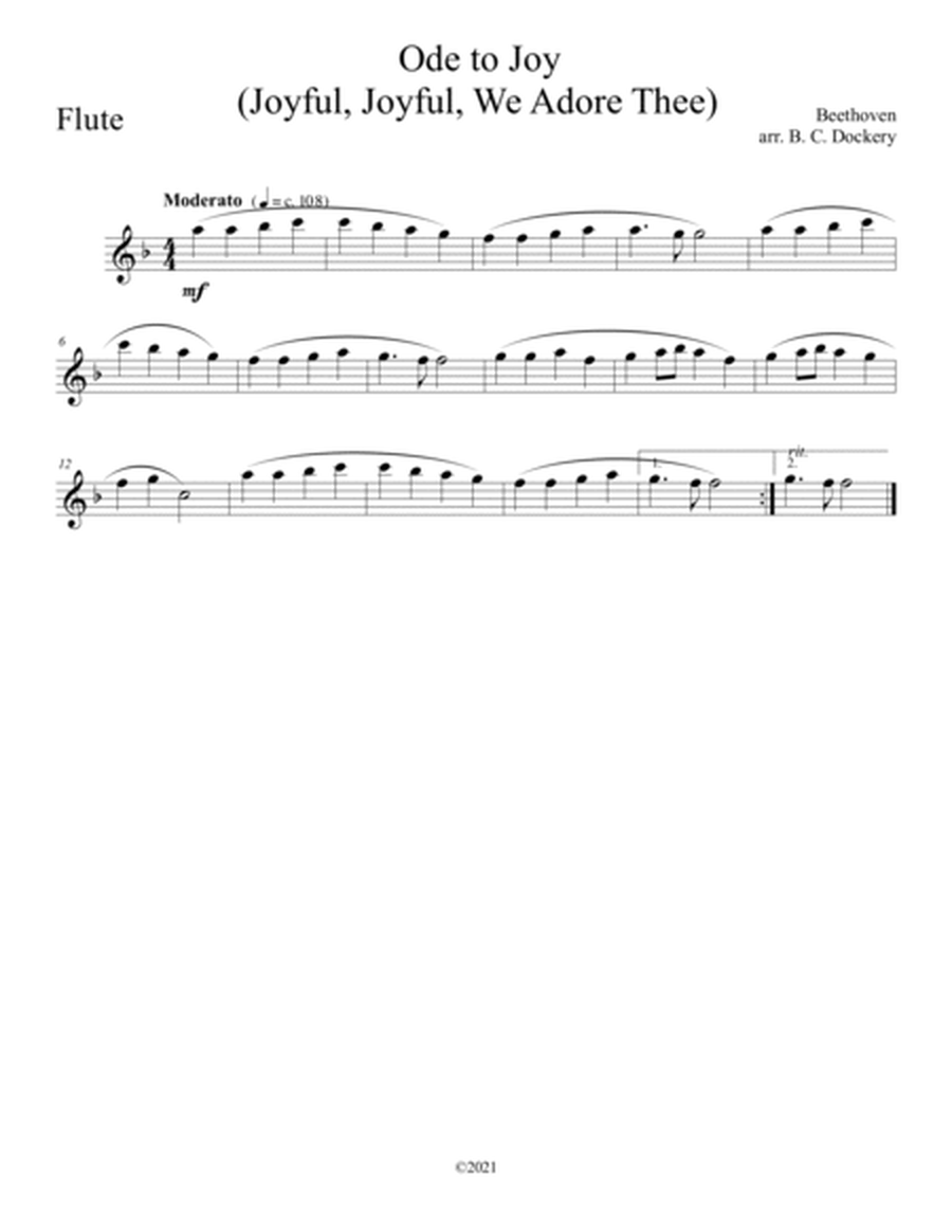 Ode to Joy (Joyful, Joyful, We Adore Thee) for Woodwind Quintet image number null