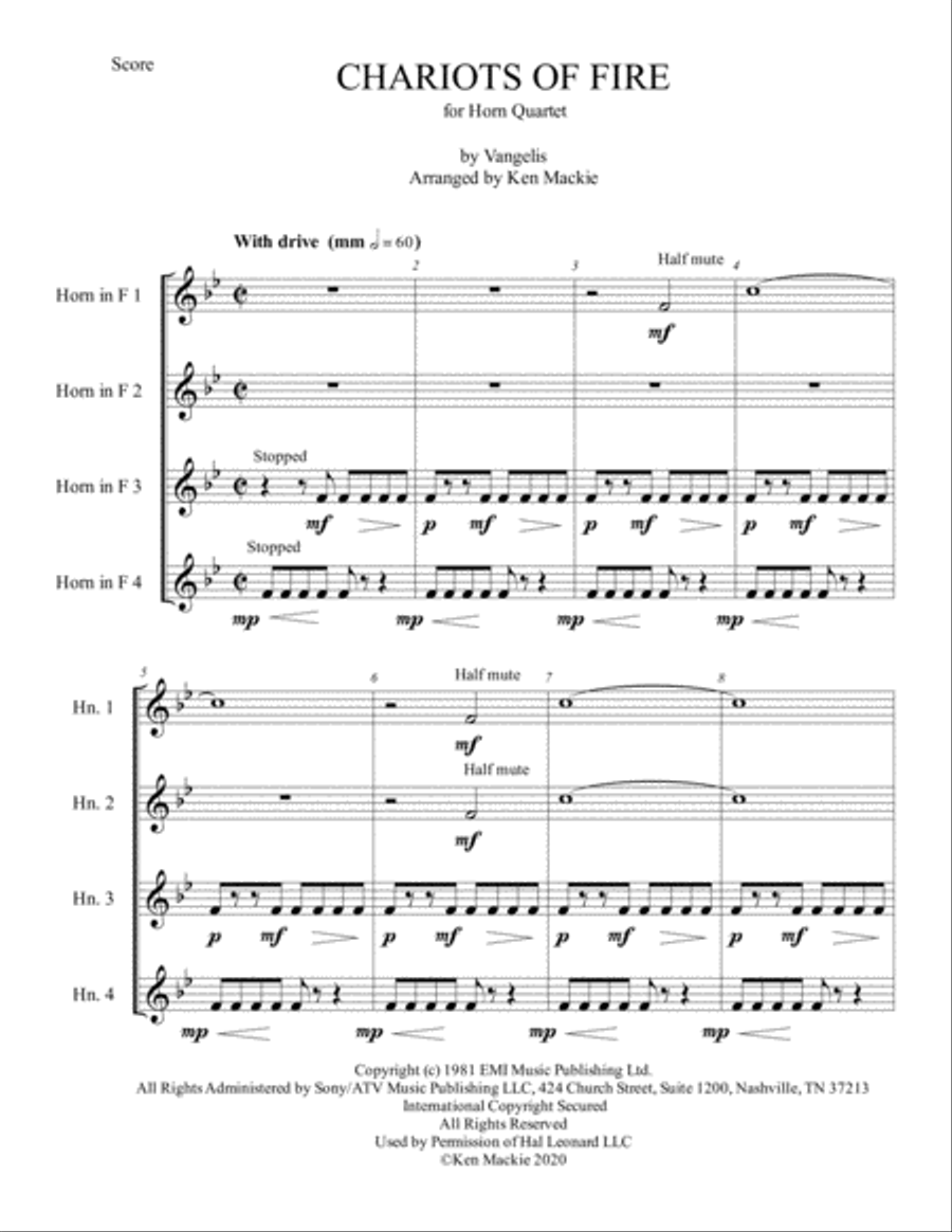 Chariots Of Fire from the Feature Film CHARIOTS OF FIRE Brass Ensemble scores gallery preview page 2
