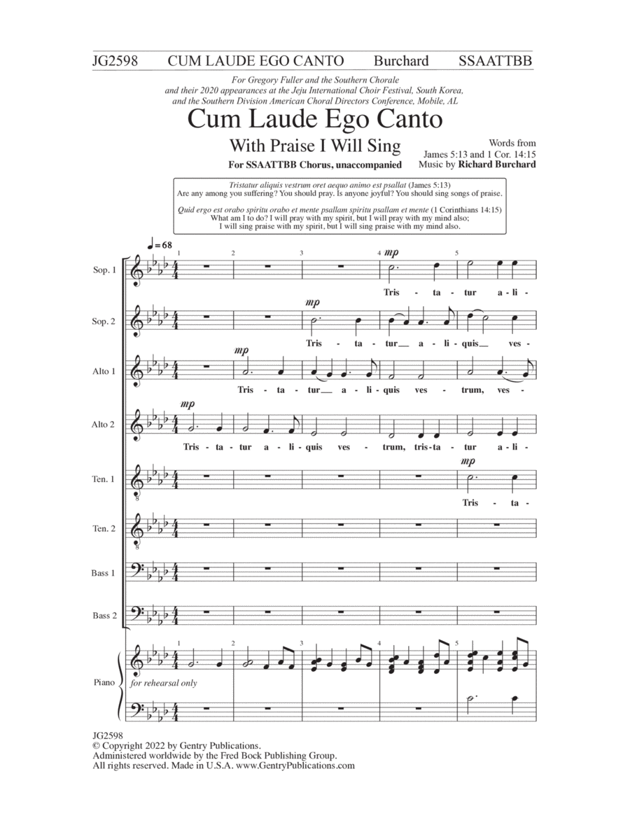 Cum Laude Ego Canto (With Praise I Will Sing)