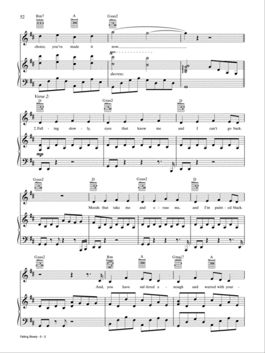 Falling Slowly Piano, Vocal, Guitar scores gallery preview page 3