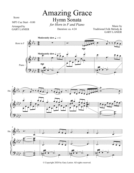 3 ONE MOVEMENT HYMN SONATAS (for Horn in F and Piano with Score/Parts) image number null