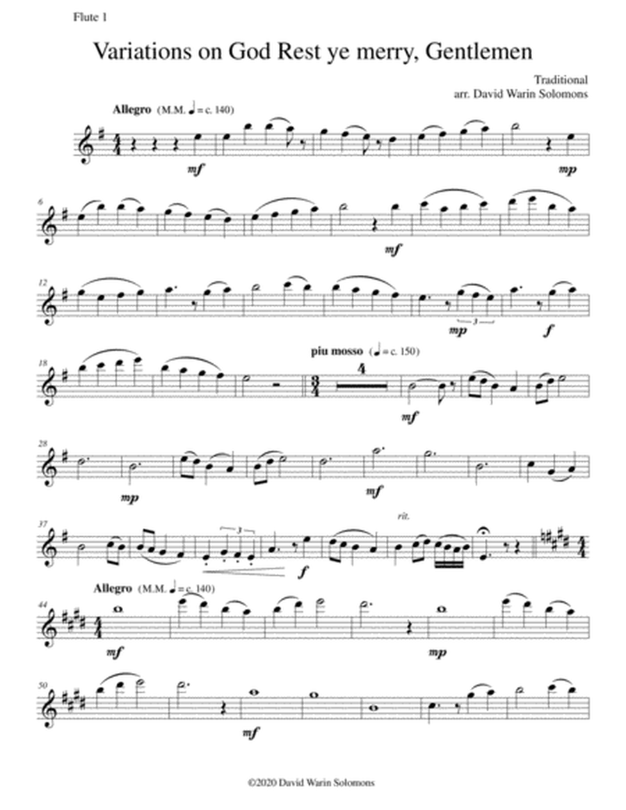 Variations on God rest ye merry, Gentlemen, for flute quartet image number null