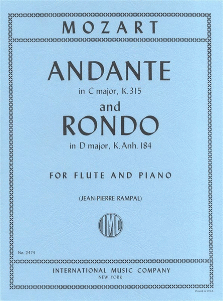 Mozart - Andante K 315 C Rondo K Anh 184 D Flute/Piano